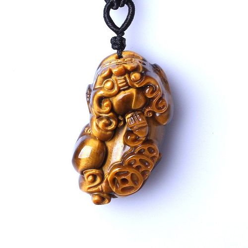 Pendentif En Pierre D'oeil De Tigre Sculpté À La Main, Collier De Troupes Courageuses Avec Chaîne Amulette Porte-Bonheur, Bijoux Fins Pour Hommes Et Femmes, Cadeau, Livraison Directe