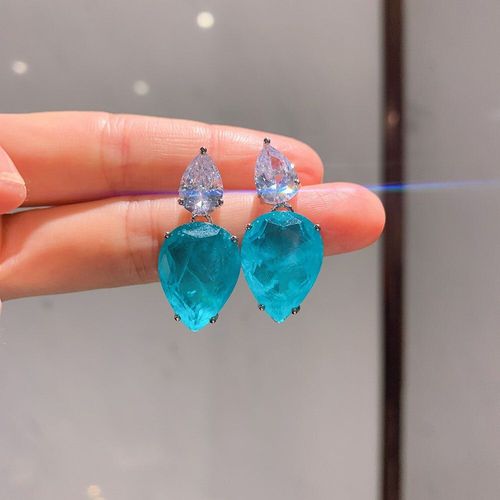 Boucles D'oreilles En Cristal Rose, Tourmaline, Paraiba, Pierres Précieuses, Goutte D'eau, Diamants Pour Femmes, Mariage, Fiançailles, Bijoux Fins, 15x20mm, Tendance 2021