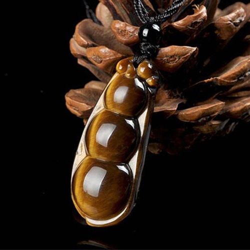 Pendentif En Pierre D'oeil De Tigre, Collier De Haricot De Paix Avec Chaîne, Amulette Porte-Bonheur, Bijoux Fins Pour Hommes Et Femmes, Cadeau