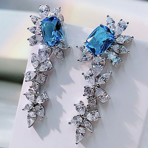 Boucles D'oreilles En Argent Sterling 2021, Aigue-Marine, Rubis, Topaze, Pierres Précieuses, Design Pétale, Bijoux Fins De Fête Pour Femmes, Nouvelle Collection 925