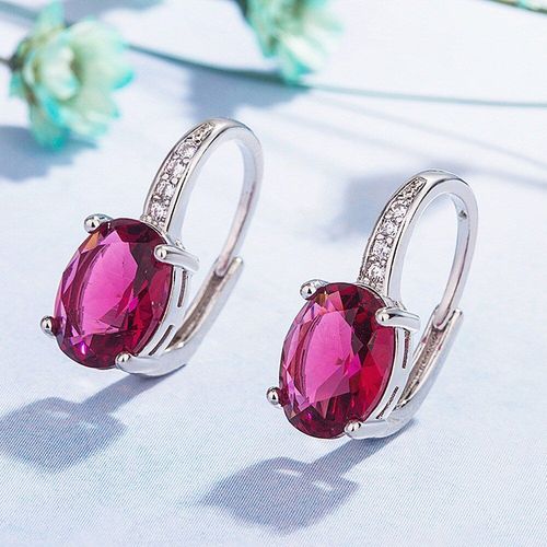 Boucles D'oreilles À Clip Pour Femmes, Bijoux En Cristal Bleu, Topaze, Aigue-Marine, Pierres Précieuses, Diamants, Couleur Or Blanc, Argent, Cadeau
