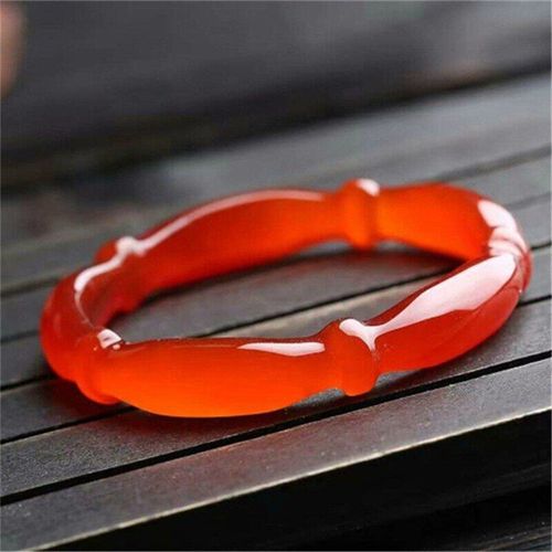 Bracelet En Bambou Sculpté À La Main En Calcédoine Rouge Naturelle, Bijoux Boutique De Mode Pour Hommes Et Femmes, Festival
