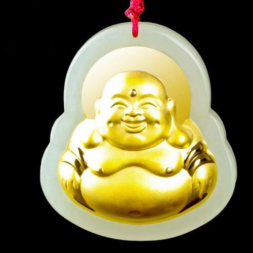 Collier Avec Pendentif En Jade Hetian Maitreya, Amulette Porte-Bonheur En Or Pour Femmes Et Hommes, Bijoux Fins, Livraison Directe