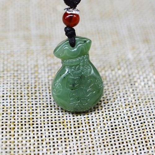 Collier En Jade Naturel Hetian Pour Hommes Et Femmes, Pendentif De Sac De Fortune, Amoureux Porte-Bonheur, Jaspe De Chine Fu