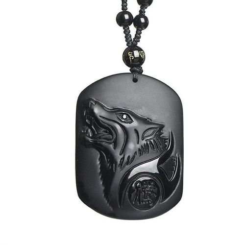 Collier En Obsidienne Loup, Livraison Directe, Amulette En Pierre D'obsidienne Noire, Pendentif Tête De Loup, Bijoux Fins, Cadeau