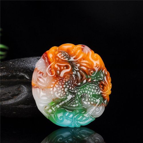 Collier Avec Pendentif En Jade Kylin Sculpté À La Main, Pendentif En Agate Colorée Pi Xiu De Style Homme Et Femme