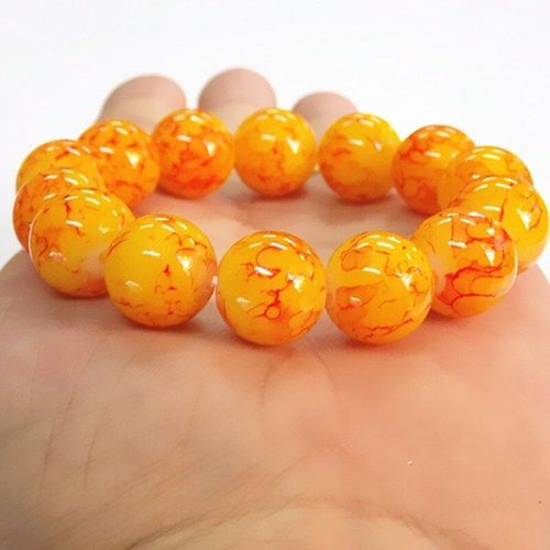 Bracelet En Agate Pour Hommes Et Femmes, En Topaze Naturelle De Poulet, Sculpté À La Main, Perle Ronde De 14mm, Bijoux À La Mode, Boutique