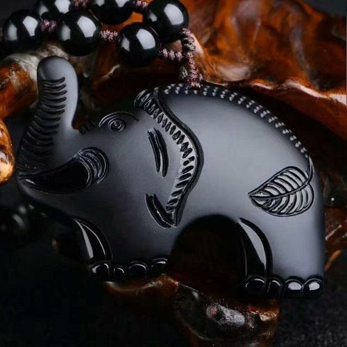 Collier Éléphant En Obsidienne Noire, Sculpture Chinoise, Amulette Porte-Bonheur Jixiangruyi, Pendentif En Cristal Fin, Livraison Directe
