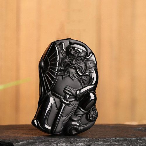 Pendentif En Obsidienne Chinoise Naturelle Sculptée À La Main, Zhong Kui En Jade, Bijoux À La Mode Pour Hommes Et Femmes Pour Éloigner Le Collier Maléfique