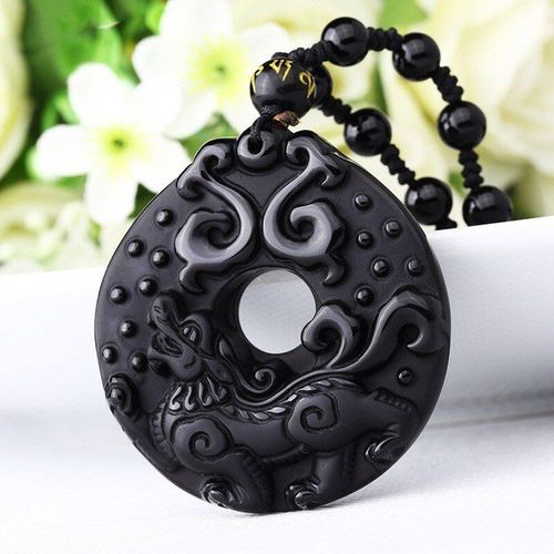Pendentif En Obsidienne Noire Naturelle, Colliers Pour Hommes Et Femmes, Pour La Chance Et La Paix, Nouvelle Collection