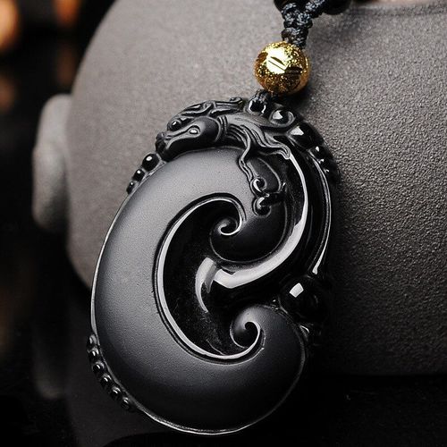 Pendentif En Obsidienne Naturelle Sculptée À La Main, Bijoux Boutique De Mode, Colliers Pour Hommes Et Femmes, Accessoires Cadeaux