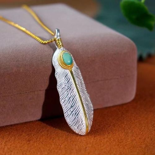 Pendentif En Plume De Turquoise Naturelle Pour Femmes, Breloques De Mode, Bijoux Amulette, Cadeaux Pour Petite Amie, Accessoires De Bijoux Pour Maman
