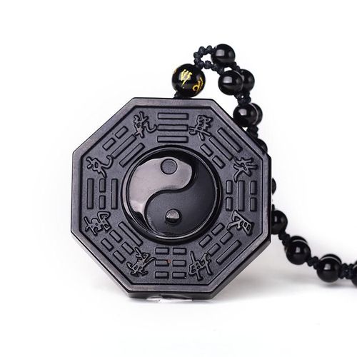 Collier Pendentif Yin Yang Ba Gua Pour Hommes Et Femmes, Amulette Porte-Bonheur, Pierre De Jades Noire, Accessoires De Bijouterie À La Mode