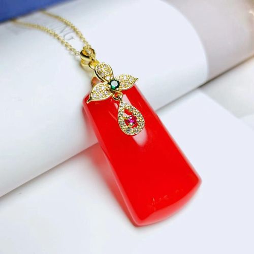 Pendentif En Pierre De Jades Cornaline Pour Femmes, Pierre Naturelle, Calcédoine Rouge, Argent, Certifié, Amulette, Cadeaux, Bijoux À La Mode, 100%