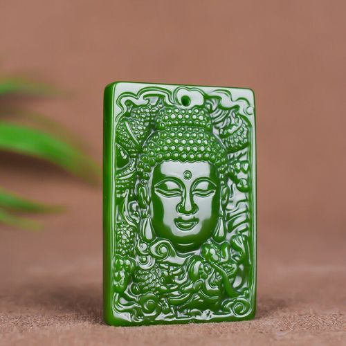 Tête De Bouddha Verte Naturelle Sculptée À La Main, Pendentif En Jade, Bijoux À La Mode, Collier Pour Hommes Et Femmes, Accessoires Cadeaux