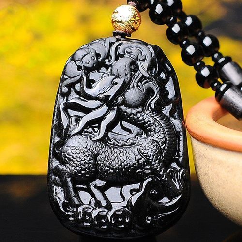 Pendentif Dragon Sculpté À La Main En Obsidienne Naturelle, Bijoux De Mode, Colliers Pour Hommes Et Femmes, Accessoires Cadeaux