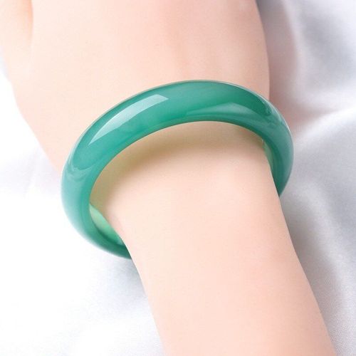 Bracelet En Agate Verte Naturelle Sculptée À La Main Pour Enfants, Large Bande, Bijoux À La Mode, Calcédoine Pour Enfants, Bracelet De Beauté De Petit Calibre