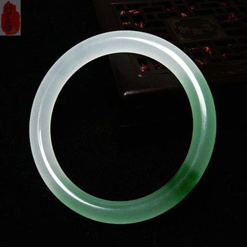Bijoux Naturels De Style Birman, Vert, Deux Tons, Barre Ronde, Jade, 54-64mm, Bracelet De Princesse Élégante, Meilleur Cadeau Pour Mère Et Fille