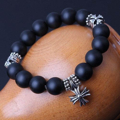 Bracelet En Pierre Naturelle Pour Homme Et Femme, Bijou En Jade Noir, Perles De 12mm, Argent 925