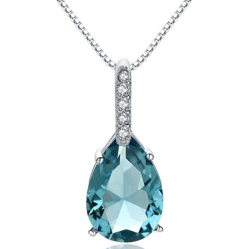 Collier À Pendentif En Cristal Pour Femmes, Pierres Précieuses Bleues, Carat De Diamant En Zircon, Mode Blanc Argent, Bijoux Ras Du Cou