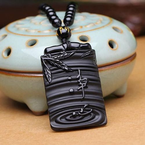 Collier Pendentif En Obsidienne Noire Naturelle, Amulette, C¿Ur Propre, Cristal Fin, Cadeau, Livraison Directe