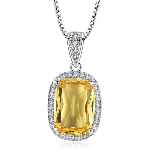 Pendentif En Pierre Précieuse Citrine Pour Femmes, Collier En Cristal Jaune, Zircon De Luxe, Diamants, Blanc, Or, Argent, Ras Du Cou, Bijoux De Fête, Cadeau