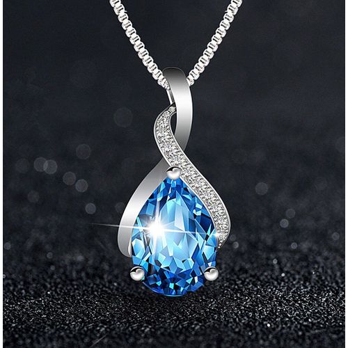 Colliers En Cristal Améthyste Topaze Pour Femmes, Pendentif En Diamant, Couleur Bleu, Violet, Blanc, Or, Argent, Bijoux, Cadeaux