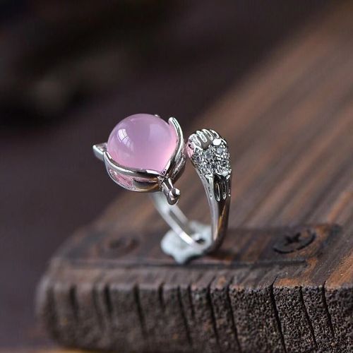 Bague En Calcédoine 100% Naturelle, Bijoux En Argent Et Jade 925, Anneau En Pierre Naturelle, Cadeau Pour Femmes