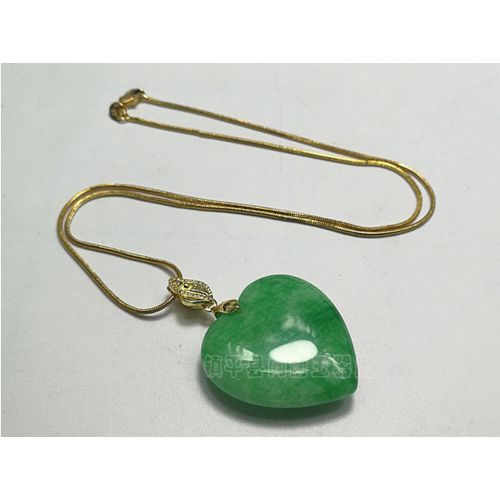 Pendentif En Jade Vert Naturel Pour Femmes, Collier En Argent Sterling 100% 925 Avec C¿Ur En Argent 925