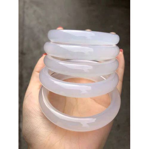 Bracelet En Jade Blanc Pour Femmes, Calcédoine Naturelle, Bijoux En Jade, Bijou En Jade, Cadeau Pour Femmes