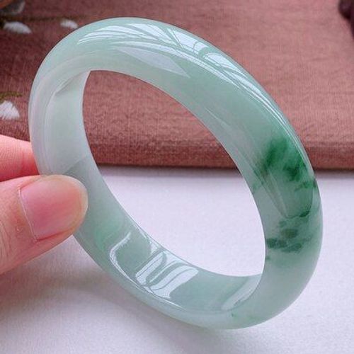 Bijoux En Jade De Bourgogne, Fleur Naturelle Vert Clair Et Bleu, 54-64mm, Bracelet De Princesse Élégant, Meilleur Cadeau Pour Mère Et Fille