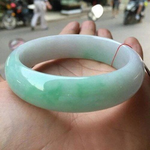 Bijoux En Jade Naturel Birman 54-64mm, Bracelet Vert Clair Deux Tons, Bijoux De Princesse Élégants, Meilleur Cadeau Pour Mère Et Fille