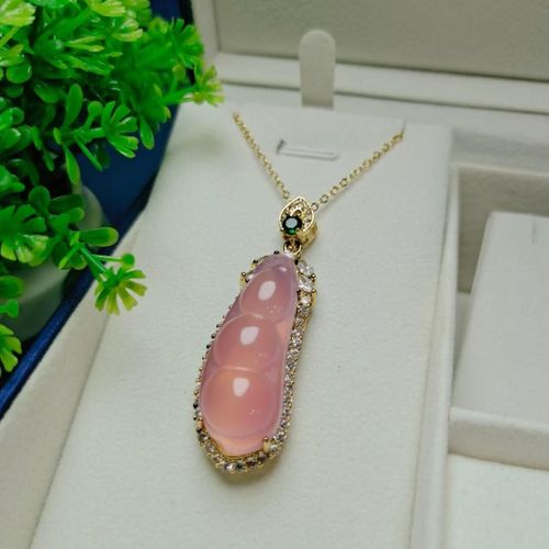 Pendentif En Calcédoine Rose Pour Femmes, Bijoux À La Mode, Breloques En Pierre De Jades Naturelle, Bijoux Fins, Amulette, Cadeaux Pour Filles