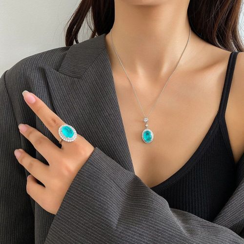 Parure De Bijoux En Argent Sterling 925, Paraiba, Boucles D'oreilles, Collier, Bague Pour Femmes, Pierre Naturelle, Accessoires De Mariage