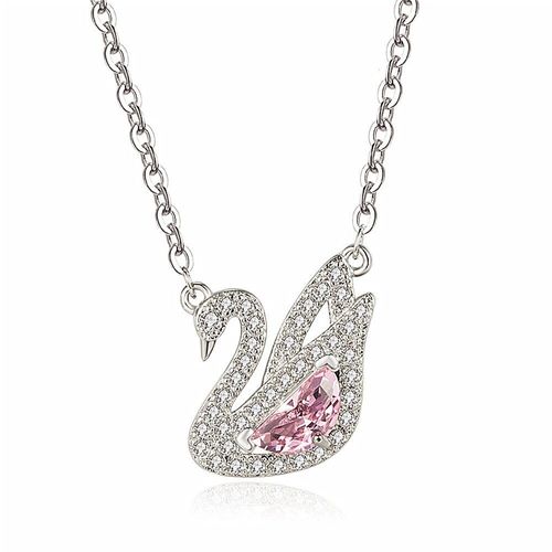 Collier Ras Du Cou En Cristal Rose Cygne Pour Femme Et Fille, Pendentif En Pierres Précieuses, Couleur Or Et Blanc, Bijoux En Zircon, Cadeaux De Fête