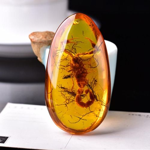 Pendentif En Ambre Scorpion Pour Hommes Et Femmes, Bijoux À La Mode, En Ambre Baltique Naturel, Pendentif Goutte, Amulette, Cadeaux