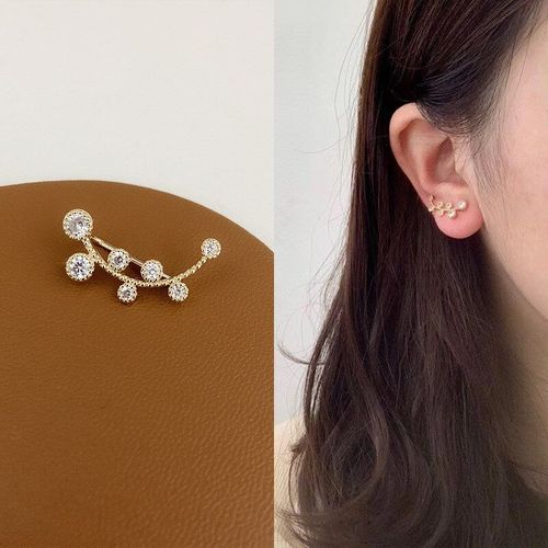 Clip D'oreille En Zircon Pour Femmes, Nouvelle Feuille Délicate, 1 Pièce, Strass Perle, N¿Ud Géométrique, Sans Piercing, Faux Cartilage, Bijoux, Décor, 2021
