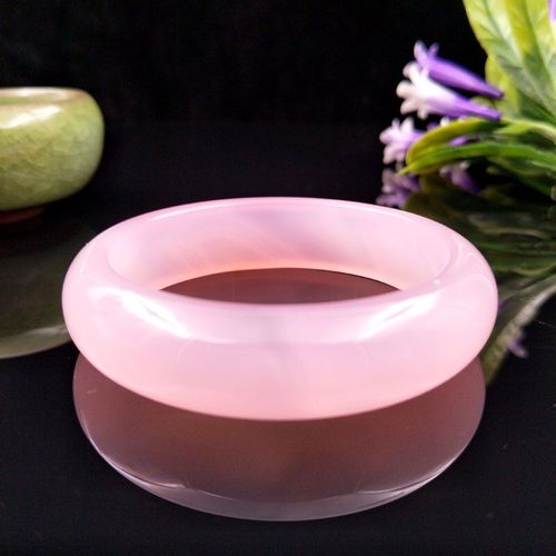 Bracelet De Princesse Élégante, En Agate Naturelle, Calcédoine Rose, 54mm-64mm, Meilleur Cadeau