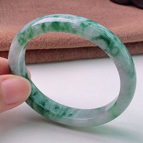 Bijoux En Jadéite De Birman Naturelle, Fleur Bleu Clair, Bracelet Élégant, Princesse, Meilleur Cadeau Pour Mère Et Fille, 54-64mm