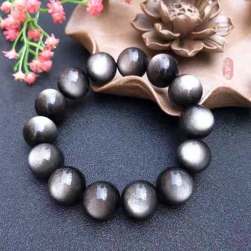 Bracelets De Perles Naturelles En Obsidienne 7a Pour Femmes, ¿Il D'arc-En-Ciel Rond Porte-Bonheur