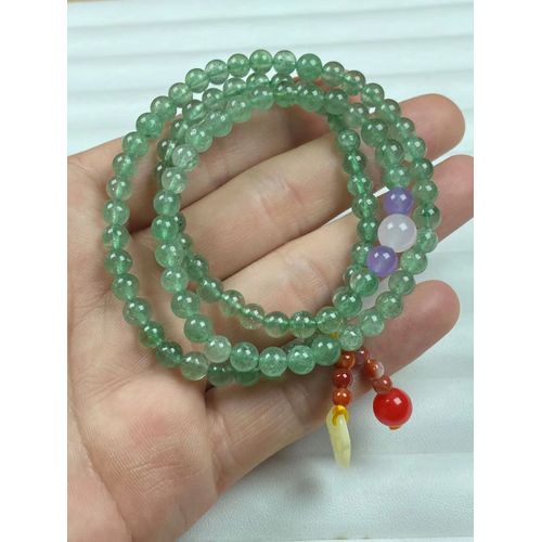 Bracelet À Breloques En Cristal Naturel De Fraise Pour Femmes, Fait À La Main, En Ambre Véritable, Accessoires Pour Femmes