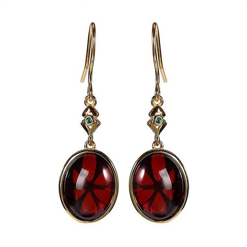 Boucles D'oreilles En Ambre Du Sang Mexicain Naturel, Argent Sterling 925, Plaqué Or, Ambre Rouge Avec Saphir, Pendentif, Cadeaux Pour Femmes