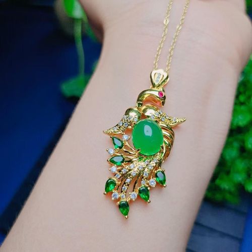 Collier Pendentif Paon En Jade Vert Naturel Pour Femmes, Breloques, Bijoux, Accessoires, Pierre De Jades Certifiée, Amulette Chrysoprase, Cadeaux