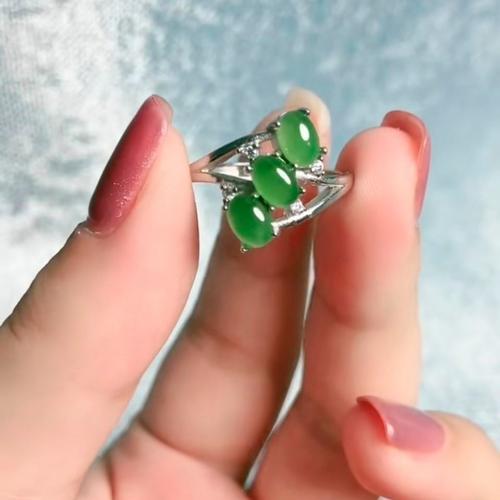 Bague En Jade Naturel Hetian Pour Femmes, Bijoux En Argent 925 Jaspe, Pierre Porte-Bonheur