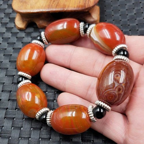 Bracelet En Perles D'agate Dragon Naturel Pour Hommes, Bracelet En Jade, Texture Véritable, Bijoux En Jade Rouge, Bracelet Dzi Du Tibet