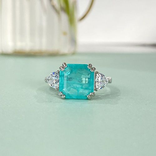 Bagues Carrées En Argent Sterling 925, Bijoux En Pierre Bleue, Aigue-Marine, Paraiba, Tourmaline, Haute Teneur En Carbone, Cadeaux Pour Femmes