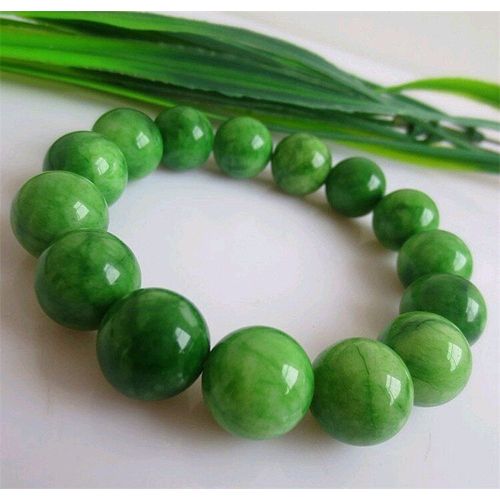 Bracelet En Jade Naturel Pour Hommes Et Femmes, Bijoux Avec Perles Rondes En Pierre Précieuse Émeraude