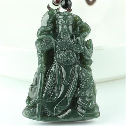 Pendentif En Jade Naturel Hetian Guan Yu, Bijoux, Porte-Bonheur, Paix, Amulette, Fin