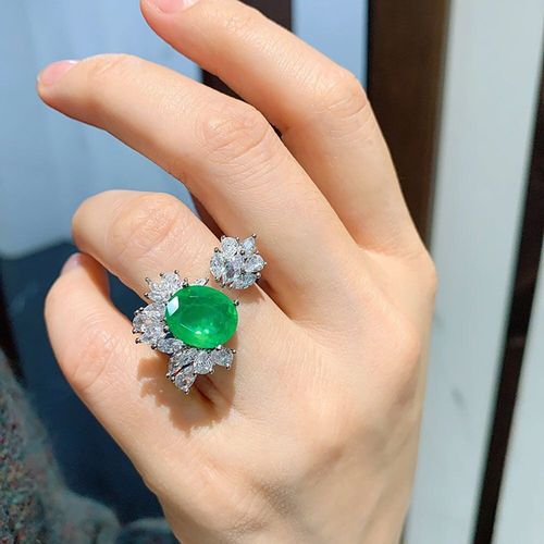 Bague Ouverte En Pierre Précieuse Émeraude Et Tourmaline, Bijou De Luxe En Argent Sterling 925 Pour Fête Cocktail, Vente En Gros