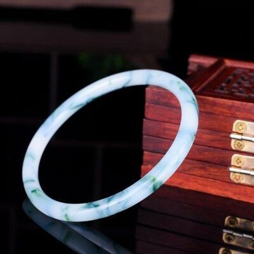 Bracelet En Soie Naturelle, Bijoux, Fleur Bleu Clair, Doré, Jade, 54-64mm, Élégant, Princesse, Meilleur Cadeau Pour Mère Et Fille